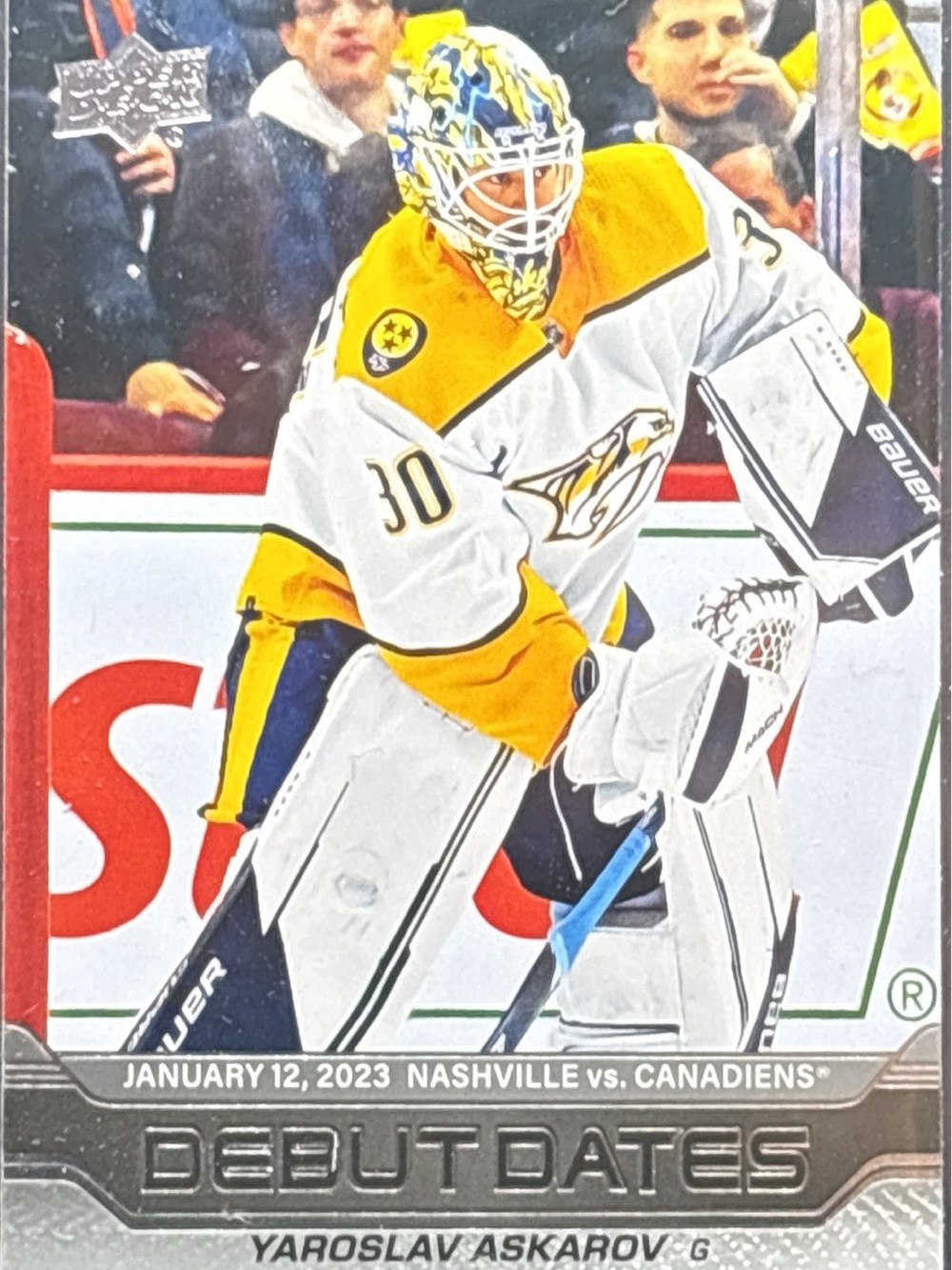 Upper Deck Yaroslav Askarov Debut Dates Hockey Trading Card
